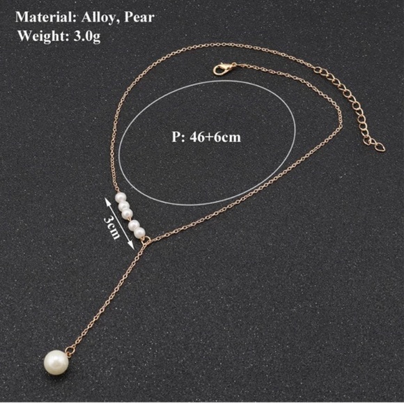 NEW!💙💎💛GOLDEN PEARL LOOK Y NECKLACE💛💎💙PRETTY - Picture 5 of 8